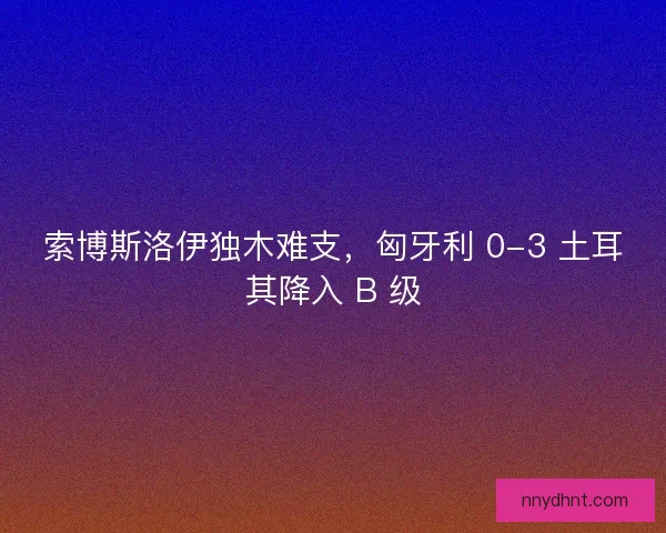 索博斯洛伊独木难支,匈牙利 0-3 土耳其降入 B 级 索博斯洛伊独木难支,匈牙利 0-3 土耳其降入 B 级