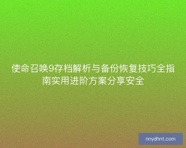 使命召唤9存档解析与备份恢复技巧全指南实用进阶方案分享安全