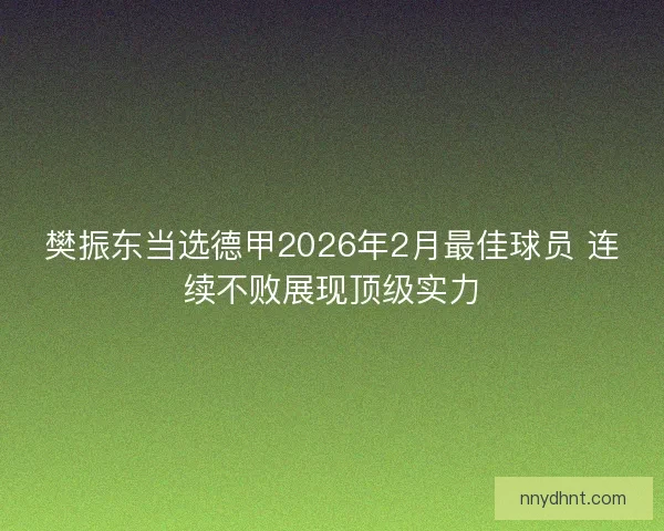 樊振东当选德甲2026年2月最佳球员 连续不败展现顶级实力